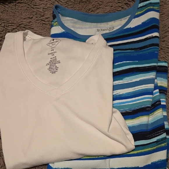 St. John's Bay Striped and White T-Shirts - Picture 1 of 7